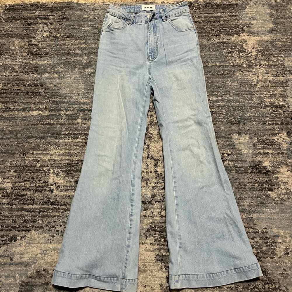 ROLLAS flare high rise jeans